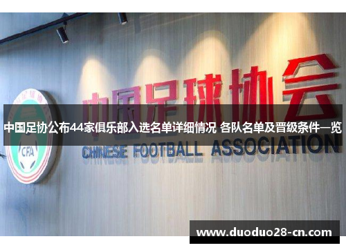 中国足协公布44家俱乐部入选名单详细情况 各队名单及晋级条件一览